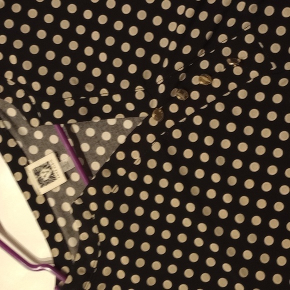 NWOT Anne Klein polka dot quarter button long sleeve blouse, size small - Picture 4 of 6